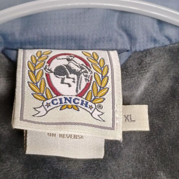 Cinch Vest Mens XL Blue Gray Quilted Puffer Fleece Lined Zip Western Outerwear - Picture 14 of 16